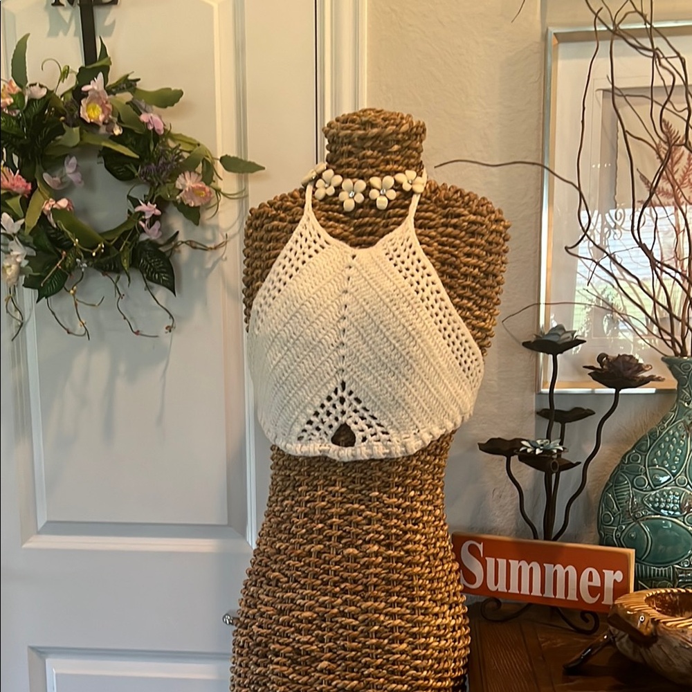 Chic White Crochet Halter Top